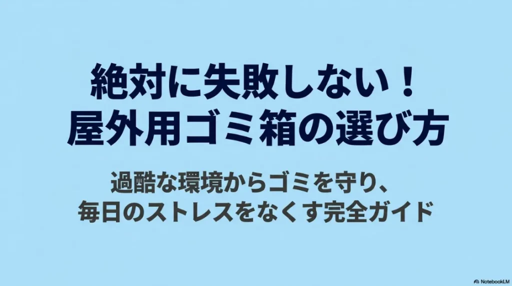 屋外用ゴミ箱の選び方完全ガイド。失敗しないための3つのポイントと過酷な環境からゴミを守る方法を解説。