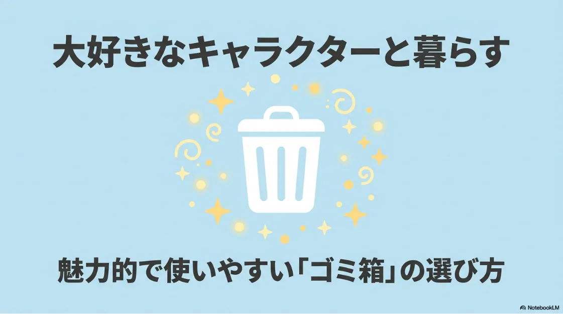 大好きなキャラクターと暮らす、魅力的で使いやすいゴミ箱の選び方のタイトルスライド