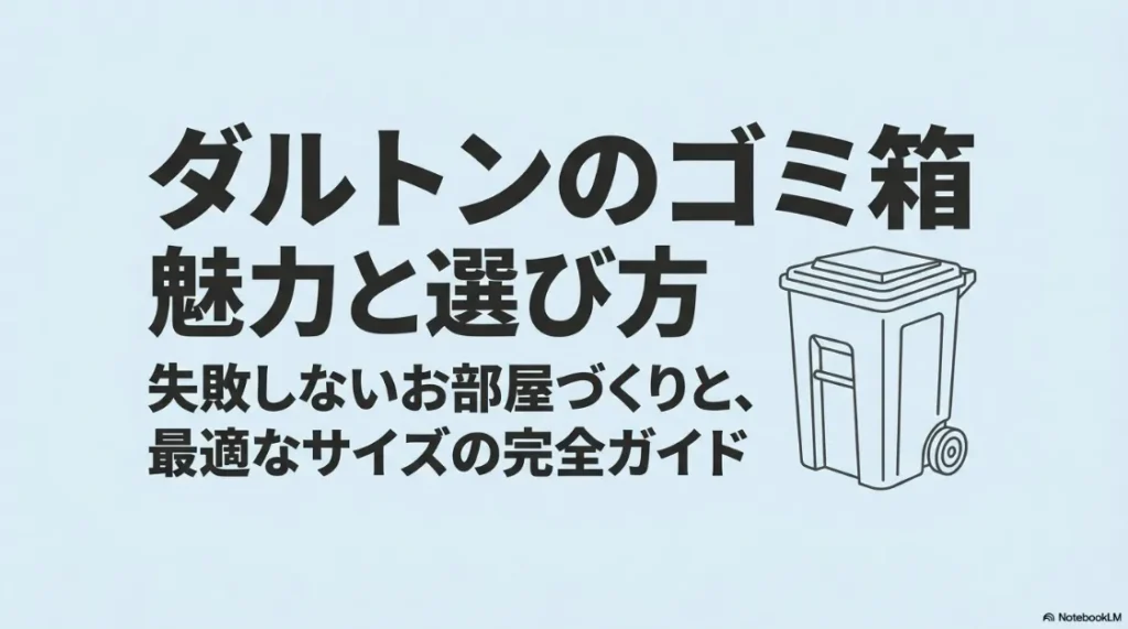 ダルトンのゴミ箱の魅力と選び方を解説するガイドブックの表紙画像。