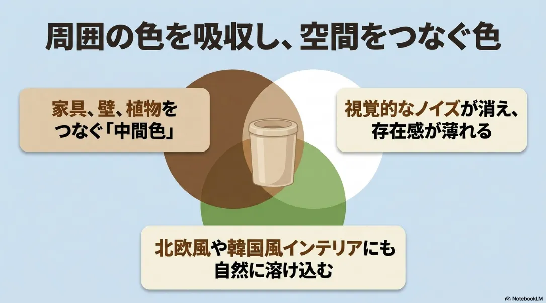 空間をつなぐ中間色としてのベージュの効果