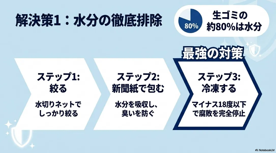 ゴミ箱の虫対策の解決策1である生ゴミの水分の徹底排除