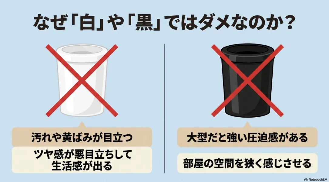白や黒のゴミ箱が抱える汚れや圧迫感のデメリット