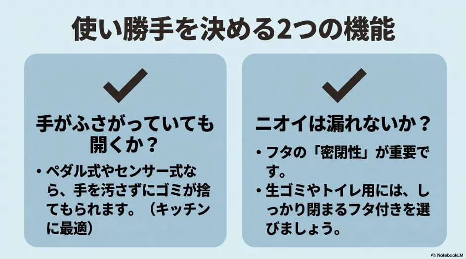 かわいいゴミ箱で確認したいペダル・センサーによる開閉とフタの密閉性