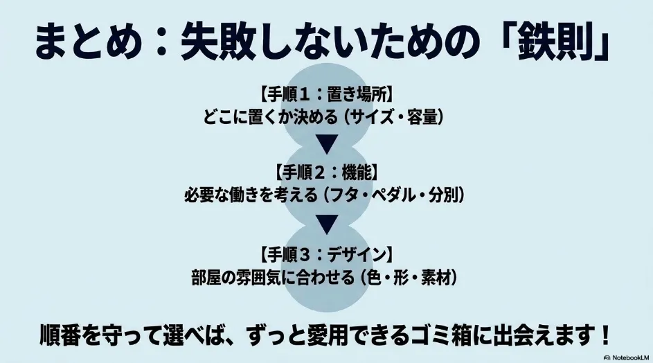 かわいいゴミ箱を置き場所、必要な機能、部屋に合うデザインの順番で選ぶ方法